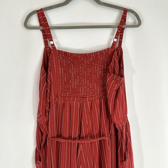 Torrid Rust Orange Stripe Challis Wide Leg Jumpsuit - Picture 10 of 15